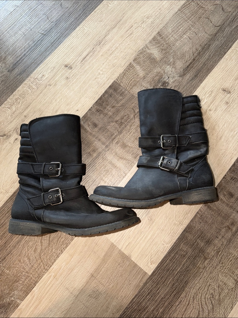 Roxy Black Mid-Calf Buckle Ankle Boots